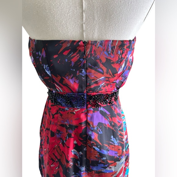 Women’s BCBGeneration Strapless Cocktail Red Black Beaded Waist Size 2 - Picture 10 of 16